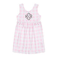 monogrammed kids swim cover up in pink gingham