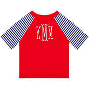 monogrammed red kids rash guard
