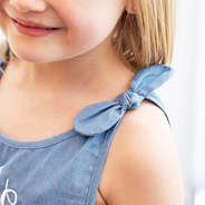 cute bow detail on chambray kids dress