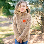 kids embroidered clemson sherpa pullover