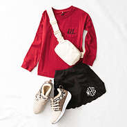 crimson kids long sleeve shirt flatlay