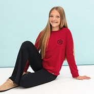 crimson long sleeve shirt on haddie