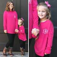 cute hot pink matching tops for mom and mini