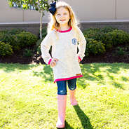 youth confetti sweater with rain boots