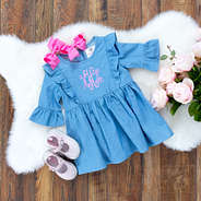 baby girls ruffle denim dress