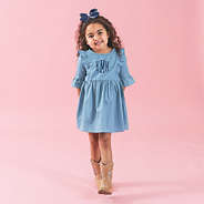 Aubri in Ruffle Denim Dress + Boots