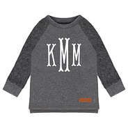 charcoal kids monogrammed raglan sweatshirt