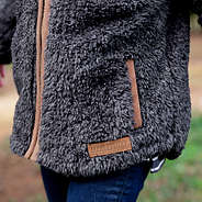 kids sherpa jacket branding detail