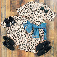mom & me leopard dresses with sneakers