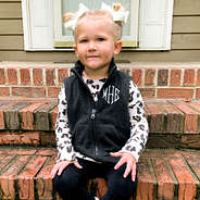 girls monogrammed charcoal microfleece vest