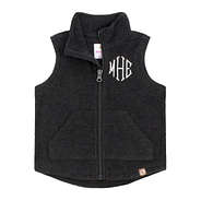monogrammed kids microfleece vest in charcoal