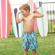 boys wave rider swim trunks with surf boards