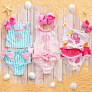 girls monogrammed beach swimsuits - popsicle