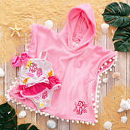 toddler girls popsicle swimsuit with hooded poncho