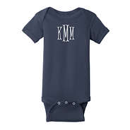 monogrammed navy baby onesie