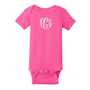 monogrammed baby pink onesie