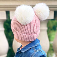 pom pom details on kids blush hat