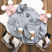 mommy and me monogrammed beanies in pink