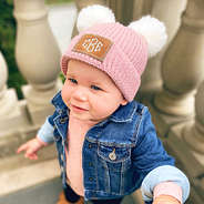 toddler girls double pom pom beanie hat