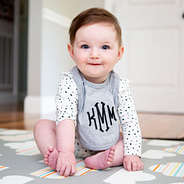 baby girls heather gray monogrammed bib