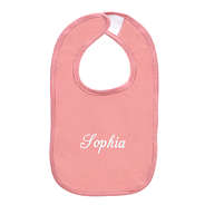 mauve monogrammed baby bib with name monogram
