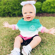baby girls pink and mint monogrammed sweatshirt