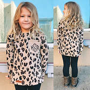kids monogrammed sweatshirt with leopard print