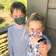 cute youth kids in face masks