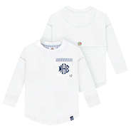 monogrammed kids long sleeve dockside shirt in white