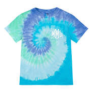 monogrammed kids blue tie dye shirt