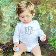 baby boys white long sleeve onesie