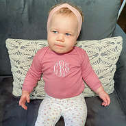 baby girls mauve long sleeve onesie with headband