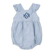 blue seersucker romper