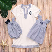 mom and kids seersucker outfits