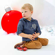 holiday boy in chambray button down tunic