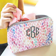 girls watercolor cosmetic case with hair bow