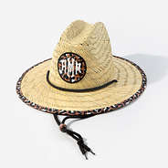 monogrammed kids straw hat in cheetah