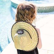 girls cheetah monogrammed straw hat