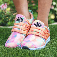 monogrammed rainbow tie dye girls sneakers
