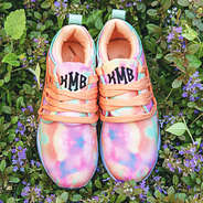 monogrammed youth tie dye sneakers in flowers