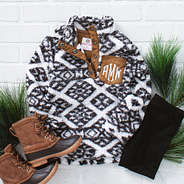 kids monogrammed vintage sherpa pullover outfit