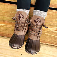 kids brown duck boots with leopard bottom