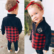 kids buffalo plaid popover split