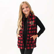 youth buffalo plaid fleece vest