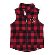 monogrammed kids bufflo plaid vest red