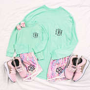 mom and me matching mint shirts and shorts and sneakers