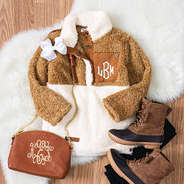 monogrammed kids cozy sherpa pullover outfit