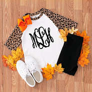 kids monogrammed leopard raglan tunic