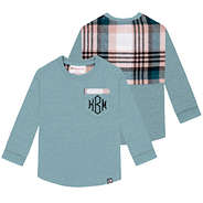 monogrammed kids plaid jersey in teal