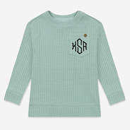monogrammed kids waffle crewneck in sage
